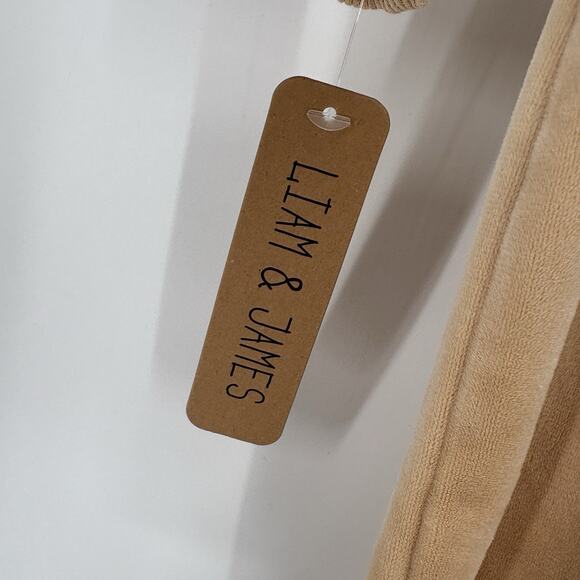 Liam James Romper Infant 3-6M Tan Velour Preppy Coastal - Picture 4 of 5